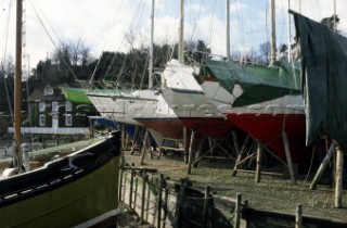 The Elephant Boatyard on the River Hamble, UK. It was the location for a famous TV drama series called Howards Way in which one of the characters called Abbie was based on the photographer Kos