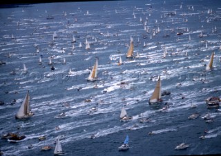 Fleet racing during the Whitbread Round the World Race 1986 (now known as the Volvo Ocean Race)