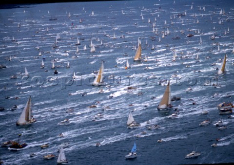 Fleet racing during the Whitbread Round the World Race 1986 now known as the Volvo Ocean Race