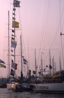 Dockside during the Whitbread Round the World Race 1986 (now known as the Volvo Ocean Race)