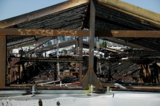 GREENWICH, ENGLAND - MAY 23rd:  First pictures of the fire damage below deck onboard the Cutty Sark, the worlds last remaining Tea Clipper ship, after it was destroyed by fire on May 21st 2007. Police forensic teams continue to investigate the cause. The Cutty Sark Restoration Trust will raise money to rebuild the ship.