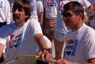 Skip Novak (left) skipper of Fazisi before the Whitbread Round the World Race 1989 / 1990