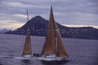 Maxi ketch New Zealand Endeavour passing Cape Horn during the Whitbread Round the World Race 1989 / 1990