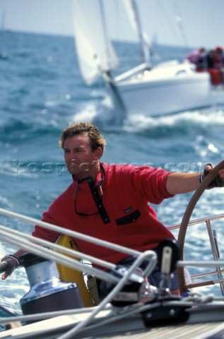 Helmsman Chris Savage onboard the Swan 51 Formosa