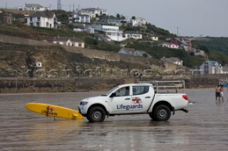 RNLI Coastguard on the beach in a 4x4