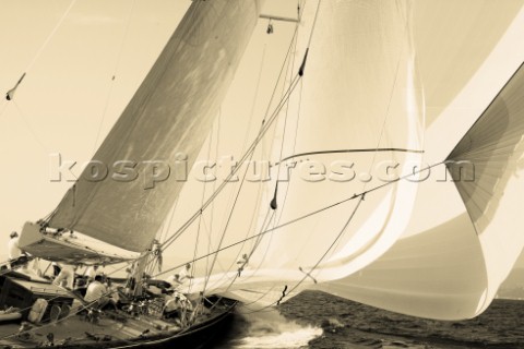 Sepia of classic yacht J Class Velsheda