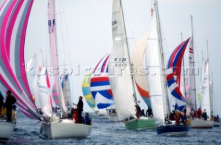 Round the Island Race 1991 - Isle of Wight, UK. Each year 1,500 yachts compete in this annual fleet regatta.