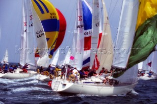 Round the Island Race 1991 - Isle of Wight, UK. Each year 1,500 yachts compete in this annual fleet regatta.