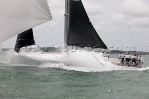 The new custombuilt Frers designed D60 called Spectre owned by Peter Dubens racing in the Royal Yach