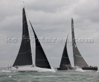 Bella Mente and the new custom-built Frers designed D60 called Spectre owned by Peter Dubens racing in the Royal Yacht Squadron Bicentenary Regatta 2015 - Cowes, Isle of Wight, UK