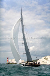 COWES, UNITED KINGDOM - JULY 21: J Class Lionheart (NL). Three J Class yachts race around the Isle of Wight for the One Hundred Guinea Cup celebrating the first Americas Cup in 1851 on July 21st 2012.