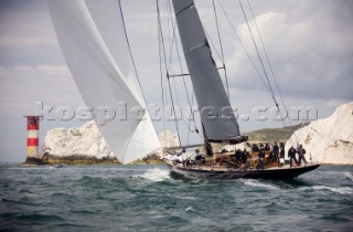 COWES, UNITED KINGDOM - JULY 21: J Class Lionheart (NL). Three J Class yachts race around the Isle of Wight for the One Hundred Guinea Cup celebrating the first Americas Cup in 1851 on July 21st 2012.