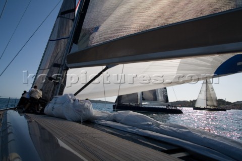 SAINTTROPEZ FRANCE  October 5th The crew onboard the Wally maxi yacht Dangerous But Fun of Monaco ow