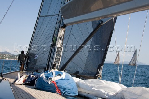 SAINTTROPEZ FRANCE  October 5th The bowman onboard the Wally maxi yacht Dangerous But Fun of Monaco 