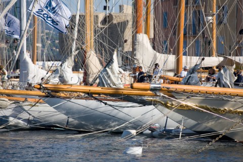 SAINTTROPEZ FRANCE  October 5th The bow sprits of the classic yachts in the Port of Saint Tropez mak