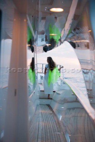 Woman on a superyacht