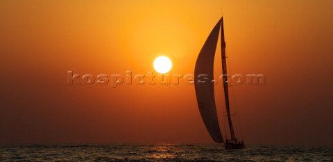 LOUIS VUITTON TROPHY DUBAI UNITED ARAB EMIRATES NOVEMBER 20TH 2010  Sails of the IACC yachts at suns
