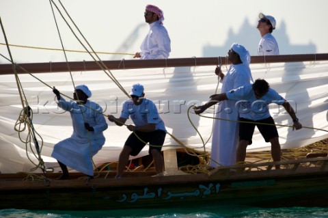 LOUIS VUITTON TROPHY DUBAI UNITED ARAB EMIRATES NOVEMBER 20TH 2010 The crew participating in a tradi