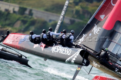 AMERICAS CUP WORLD SERIES PLYMOUTH UK SEPTEMBER 14TH 2011 Emirates Team New Zealand  AC45  the fleet