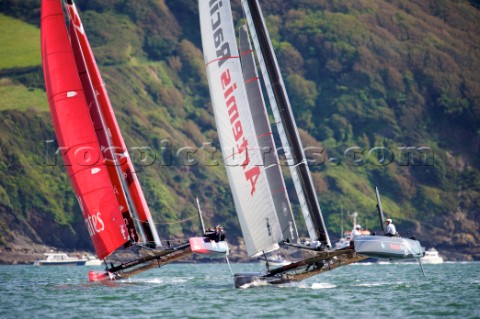 AMERICAS CUP WORLD SERIES PLYMOUTH UK SEPTEMBER 14TH 2011 Emirates Team New Zealand  Artemis  AC45  