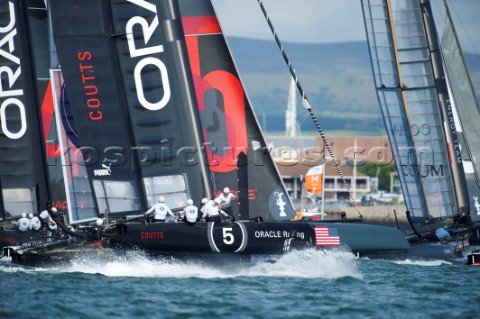AMERICAS CUP WORLD SERIES PLYMOUTH UK SEPTEMBER 14TH 2011 Oracle Racing Coutts  AC45  the fleet race