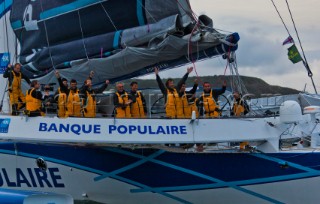 Maxi Banque Populaire, Sail n: FRA01, Class: Multihull, Division: Multihull, Owner: Banque Populaire, Type: VPLP 140 Trimaran.  Rolex Fastnet Race 2011.