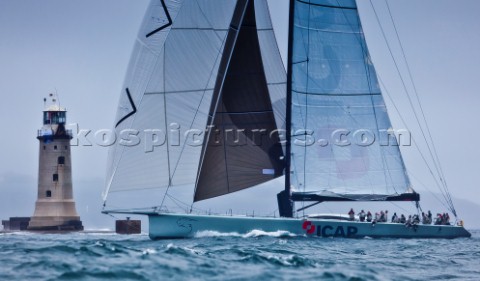ICAP Leopard Sail n GBR1R Class IRC CK Division IRC Owner Mike Slade Type Farr 100  crossing the fin