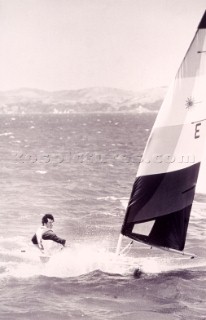 Paul Cayard sailing a Laser dinghy
