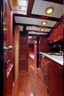 Aboard the cruising yacht Royono. Previous name: Mandoo II. She was design number 623 and was built for D Spencer Berger. In 1948 she was offered to the Annapolis Academy. John F Kennedy & Marilyn Munroe are meant to have had meetings on board.