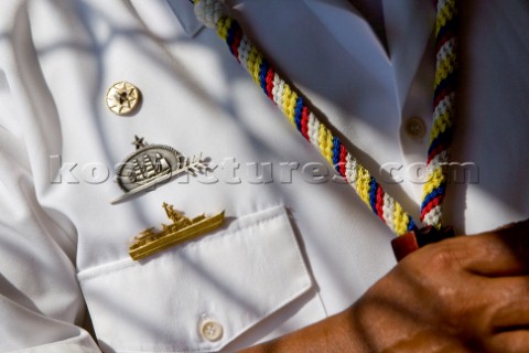Pins badges and awards or merit on a sailors uniform  The Tall Ships Races 2007 Mediterranea in Geno