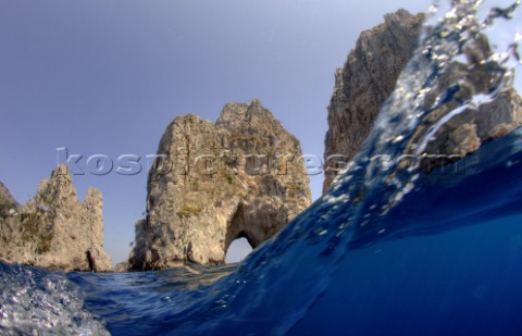 Rocks and coastline in Capri Italy