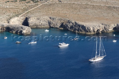 Aerial View of Menorca Yachts at anchor