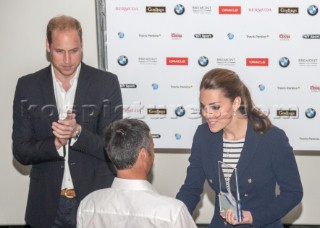 Prizegiving William and Kate,  Duke and Duchess of Cambridge with GROUPAMA Sailing Team