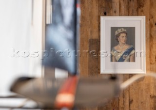 Portrait photo of Her Majesty The Queen in the RNZYS (Royal New Zealand Yacht Squadron)