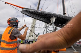 Team INEOS UK AC75 in the Americas Cup in Auckland, New Zealand