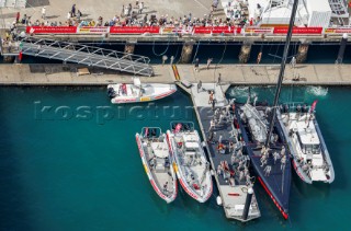 30/01/21 - Auckland (NZL)36th Americaâ€™s Cup presented by PradaPRADA Cup 2021 - Semi Final Day 2Luna Rossa Prada Pirelli Team at base with support boats and supporters