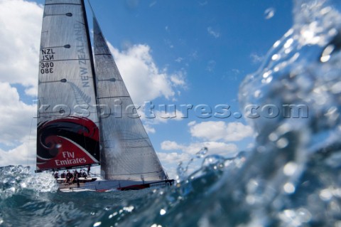Emirates Team New Zealand sail two unofficial practice races against other Audi MedCup teams before 