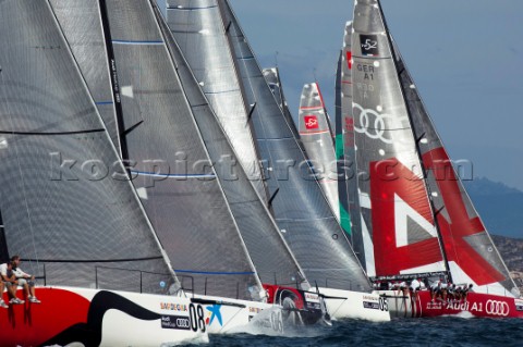 The start of Race two on Day one of the Trophy of Sardinia Audi MedCup 2010 2192010