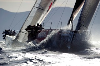 Emirates Team New Zealand leads race three on Day one of the Trophy of Sardinia, Audi MedCup 2010. 21/9/2010