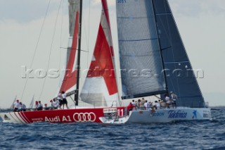 Audi A1 powered by All4One T-bones Bribon on the first beat of race six. Audi MedCup 2010. Cagliari Sardinia. 22/9/2010