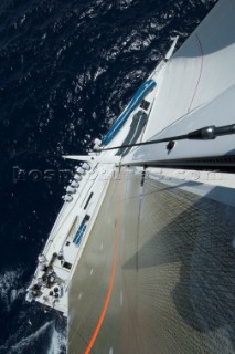From aloft on Singularity for race two of the Super Yacht Cup Palma 2010. Palma. Mallorca, Spain. 25/6/2010