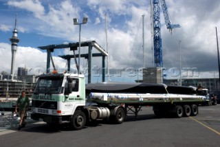AC45 hulls on a transportation haulage lorry