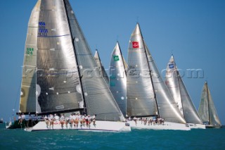 KEY WEST, FLORIDA - January 16th 2007: The startline of IRC1 during racing on Day 2 of Key West Race Week 2007 on January 16th 2007. Key West Race Week is the premier racing event in the winter season. (Photo by Sharon Green/Kos Picture Source via Getty Images)