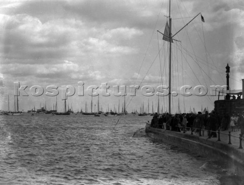 Castle Point of the Royal Yacht Squadron in Cowes UK in the 1930s