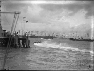 Powerboat racing off Hyde Pier in The Solent in the 1930s