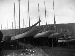 Susanne (left). Perhaps one of Fifes most famous yachts, built at Fairlie in 1906. This yacht was in commission for over fourty years as a racing and cruising yacht, (then known as Lamorna) until she sunk neglected at anchor in the mid fifties.