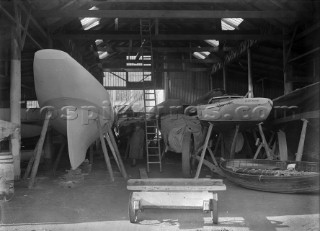 Mignon in the boat shed at Robertsons Yard in Scotland in 1930