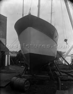Fitting out at Camper and Nicholsons yard in Southampton in 1935