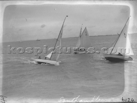 X Boats racing off Cowes in the Solent including number 1 in NMM Collection