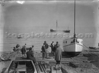 Launching down the beach from yard in Whitstable.